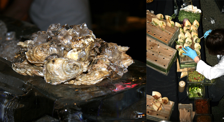 Left: Effingham Oysters on the half shell. Right: The chefs at Tigh Na Mara prepping for Swirl