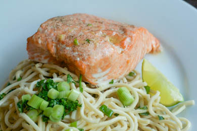 salmon and soba noodles