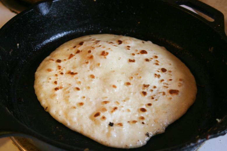 chapati - puffing up in the pan