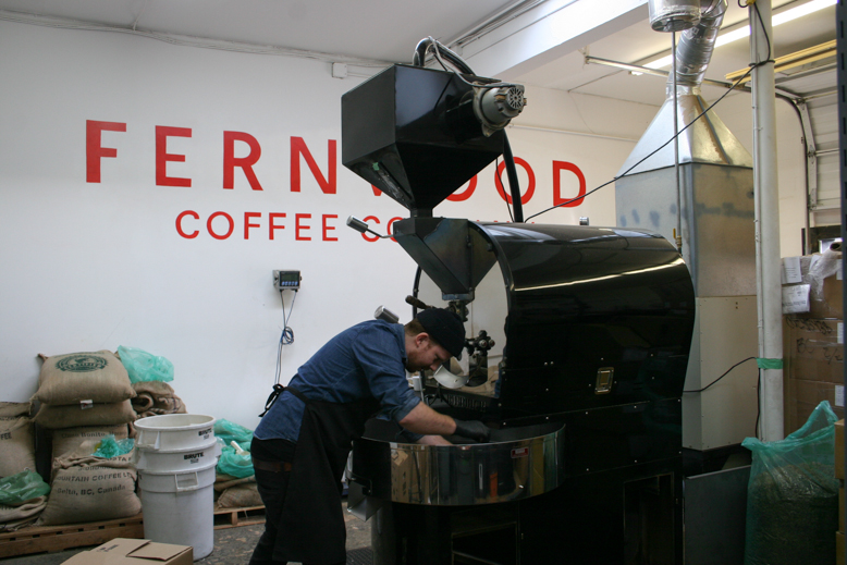 Fernwood Coffee's Adrian White  getting into the beans