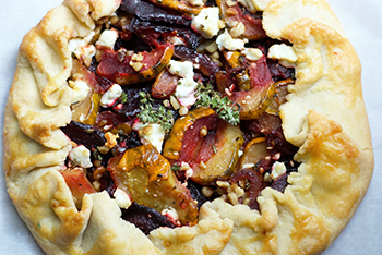 Roasted beet and squash galette