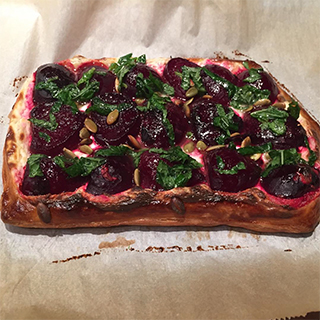 Instagram @pjdias87 A variation on an Ottolenghi recipe-- roasted beet galette with lemon and mint vinaigrette